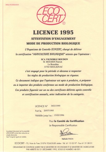Certificat par ECOCERT